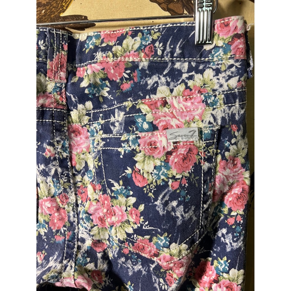 Seven7 Skinny Jeans Womens 8 Blue Floral Print Slim Fit Denim - Picture 6 of 6
